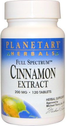 Full Spectrum Cinnamon Extract, 200 mg, 120 Tablets by Planetary Herbals, 草藥，肉桂提取物 HK 香港