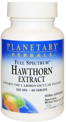 Full Spectrum, Hawthorn Extract, 550 mg, 60 Tablets by Planetary Herbals, 草藥，山楂 HK 香港
