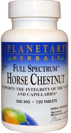 Full Spectrum Horse Chestnut, 300 mg, 120 Tablets by Planetary Herbals, 草藥，七葉樹 HK 香港