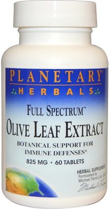Full Spectrum, Olive Leaf Extract, 825 mg, 60 Tablets by Planetary Herbals, 健康，感冒流感和病毒，橄欖葉 HK 香港