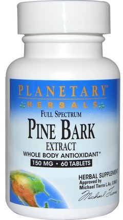 Full Spectrum, Pine Bark Extract, 150 mg, 60 Tablets by Planetary Herbals, 補充劑，抗氧化劑，松樹皮提取物 HK 香港