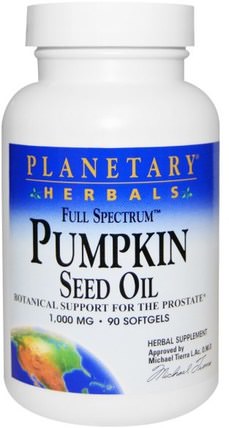 Full Spectrum, Pumpkin Seed Oil, 1.000 mg, 90 Softgels by Planetary Herbals, 補充劑，efa omega 3 6 9（epa dha），南瓜籽油 HK 香港