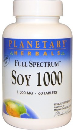 Full Spectrum Soy 1000, 1000 mg, 60 Tablets by Planetary Herbals, 補充劑，豆製品，大豆異黃酮，健康，女性 HK 香港