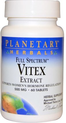 Full Spectrum, Vitex Extract, 500 mg, 60 Tablets by Planetary Herbals, 草藥，純潔的漿果 HK 香港