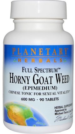 Horny Goat Weed, Full Spectrum, 600 mg, 90 Tablets by Planetary Herbals, 草藥，燕麥（野燕麥），燕麥苜蓿 HK 香港