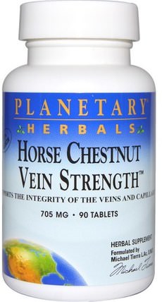 Horse Chestnut, Vein Strength, 705 mg, 90 Tablets by Planetary Herbals, 健康，婦女，靜脈曲張護理，草藥，屠夫掃帚 HK 香港