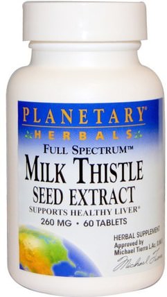 Milk Thistle Seed Extract, Full Spectrum, 260 mg, 60 Tablets by Planetary Herbals, 健康，排毒，奶薊（水飛薊素），siliphos（水飛薊賓植物體） HK 香港