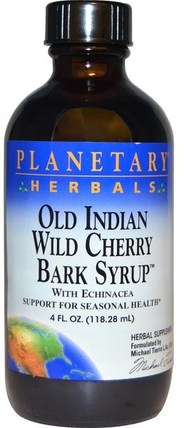 Old Indian Wild Cherry Bark Syrup, 4 fl oz (118.28 ml) by Planetary Herbals, 健康，感冒流感和病毒，咳嗽糖漿，草藥，牛膝草 HK 香港