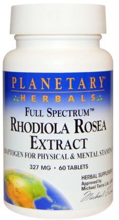 Rhodiola Rosea Extract, Full Spectrum, 327 mg, 60 Tablets by Planetary Herbals, 草藥，紅景天，五味子（五味子） HK 香港