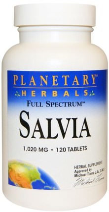 Salvia, 1.020 mg, 120 Tablets by Planetary Herbals, 健康，心臟心血管健康，心臟支持，草藥 HK 香港