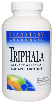 Triphala, GI Tract Wellness, 1.000 mg, 180 Tablets by Planetary Herbals, 健康，排毒，triphala HK 香港