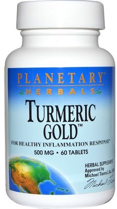 Turmeric Gold, 500 mg, 60 Tablets by Planetary Herbals, 補充劑，抗氧化劑，薑黃素，薑黃 HK 香港