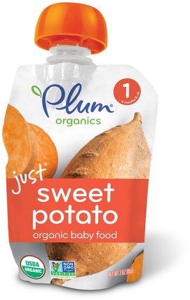 Organic Baby Food, Stage 1, Just Sweet Potato, 3 oz (85 g) by Plum Organics, 兒童健康，嬰兒餵養，食物，兒童食品 HK 香港