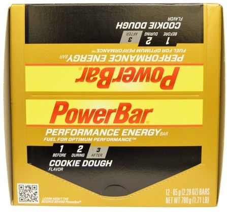 Performance Energy Bar, Cookie Dough, 12 Bars, 2.29 oz (65 g) Each by PowerBar, 運動，蛋白質棒 HK 香港
