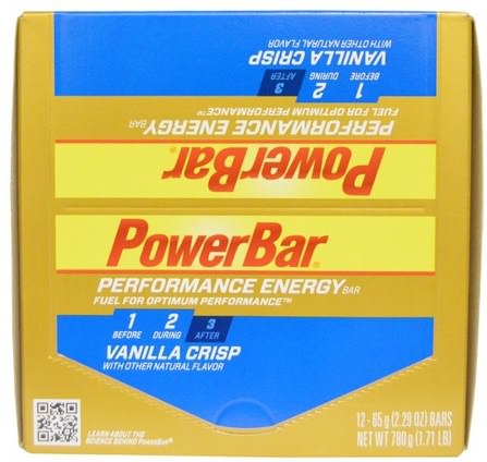 Performance Energy Bar, Vanilla Crisp, 12 Bars, 2.29 oz (65 g) Each by PowerBar, 運動，蛋白質棒 HK 香港