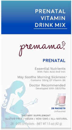 Essentials, Prenatal Vitamin Drink Mix, Unflavored, 28 Packets, 1.48 oz (42 g) by Premama, 維生素，產前多種維生素 HK 香港
