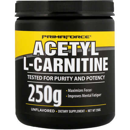 Alcar, Acetyl-L-Carnitine, Unflavored, Powder, 250 g by Primaforce, 補充劑，氨基酸，左旋肉鹼，乙酰左旋肉鹼粉 HK 香港