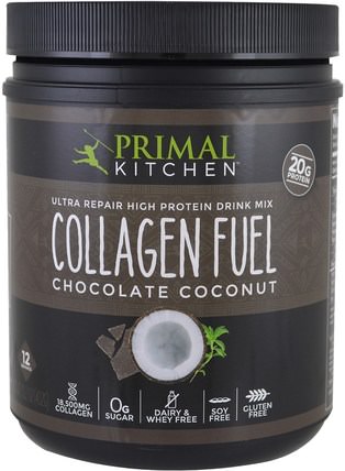 Ultra Repair High Protein Drink Mix, Collagen Fuel, Chocolate Coconut, 15.2 oz (432 g) by Primal Kitchen, 補充劑，蛋白質，骨骼，骨質疏鬆症，膠原蛋白 HK 香港