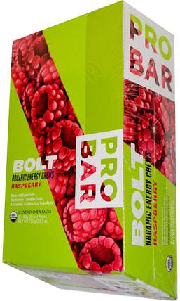 Bolt, Organic Energy Chews, Raspberry, 12 Packs, 2.1 oz (60 g) Each by ProBar, 健康，能量，概率螺栓咀嚼 HK 香港