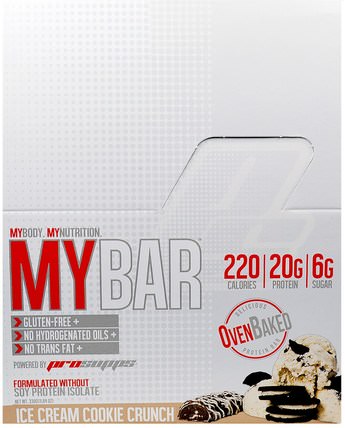 My Bar, Ice Cream Cookie Crunch, 12 Bars, 11.64 oz (330 g) by ProSupps, 運動，蛋白質棒，小吃，健康零食 HK 香港