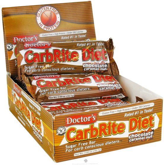 蛋白棒 - Universal Nutrition, Doctors CarbRite Diet, Chocolate Caramel Nut, 12 Bars, 2.0 oz (56.7 g) Each