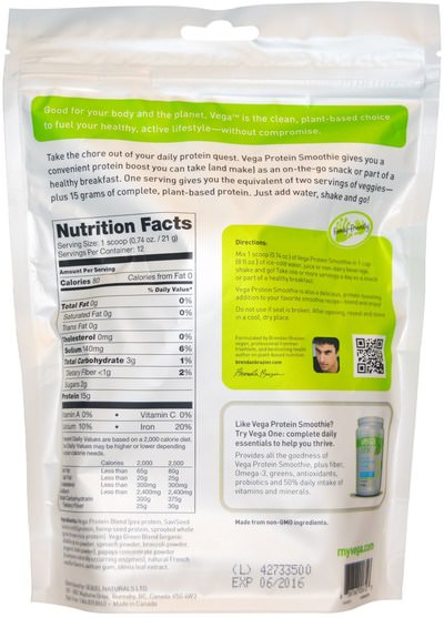 健康 - Vega, Protein Smoothie, Oh Natural, 8.9 oz (252 g)