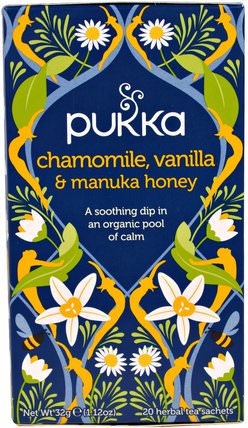 Chamomile, Vanilla & Manuka Honey Tea, Caffeine Free, 20 Herbal Tea Sachets, 1.12 oz (32 g) by Pukka Herbs, 健康 HK 香港