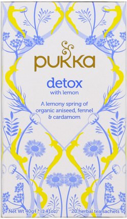 Detox with Lemon Tea, 20 Herbal Tea Sachets, 0.07 oz (2 g) Each by Pukka Herbs, 食物，涼茶，皮膚 HK 香港