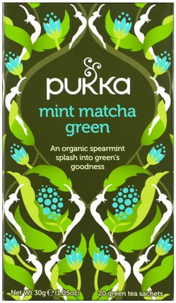 Mint Matcha Green Tea, 20 Green Tea Sachets, 0.05 oz (1.5 g) Each by Pukka Herbs, 補充劑，抗氧化劑，綠茶，食品，涼茶 HK 香港