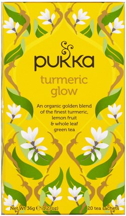 Turmeric Glow Tea, 20 Tea Sachets, 1.27 oz (36 g) by Pukka Herbs, 補充劑，抗氧化劑，薑黃素，食品，涼茶 HK 香港