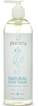 Natural Body Wash, Citrus & Sea Salt, 16 fl oz (473 ml) by Puracy, 洗澡，美容，沐浴露 HK 香港