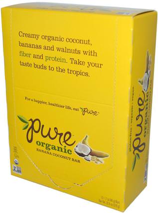 Pure Organic Banana Coconut Bar, 12 Bars, 1.7 oz (48 g) Each by Pure Bar, 食物，零食，健康零食，補品，纖維 HK 香港