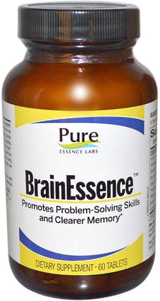 BrainEssence, 60 Tablets by Pure Essence, 健康，注意力缺陷障礙，添加，adhd，腦，長春西汀，記憶 HK 香港