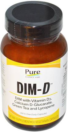 Dim-D, 30 Veggie Caps by Pure Essence, 維生素，維生素D3，補充劑，二吲哚基甲烷（暗） HK 香港