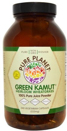 Green Kamut, Heirloom Wheatgrass, 240 Veggie Caps by Pure Planet, 補品，超級食品，kamut HK 香港