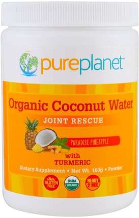 Organic Coconut Water, Joint Rescue, Paradise Pineapple, 160 g by Pure Planet, 補品，健康，關節韌帶 HK 香港