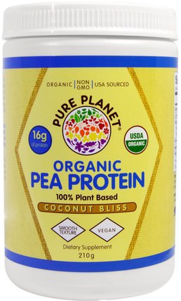 Organic Pea Protein, Coconut Bliss, 210 g by Pure Planet, 補充劑，蛋白質，豌豆蛋白質 HK 香港