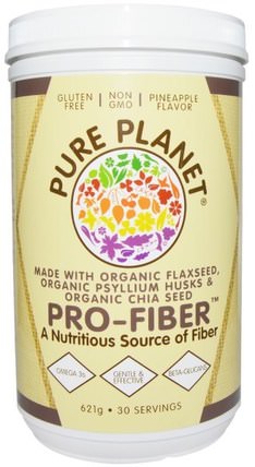 Pro-Fiber, Pineapple Flavor, Certified Organic (621 g) by Pure Planet, 補充劑，纖維 HK 香港