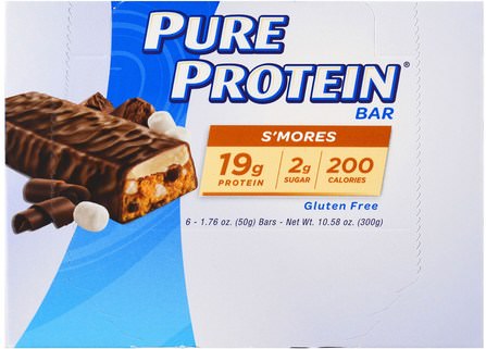 Smores Bar, 6 Bars, 1.76 oz (50 g) Each by Pure Protein, 運動，蛋白質棒 HK 香港