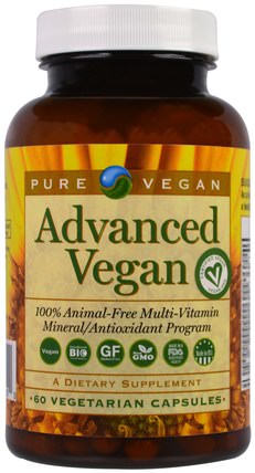 Advanced Vegan, 60 Veggie Caps by Pure Vegan, 維生素，多種維生素 HK 香港