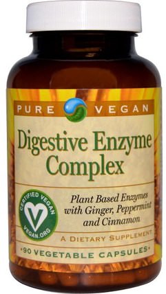 Digestive Enzyme Complex, 90 Veggie Caps by Pure Vegan, 補充劑，消化酶 HK 香港