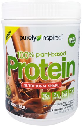 100% Plant-Based Protein, Chocolate, 2.00 lbs (907 g) by Purely Inspired, 補充劑，蛋白質 HK 香港