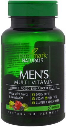 Mens Multi-Vitamin, 60 Tablets by PureMark Naturals, 維生素，男性多種維生素 HK 香港