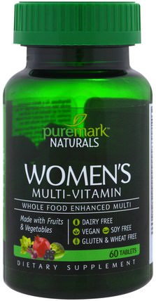 Womens Multi-Vitamin, 60 Tablets by PureMark Naturals, 維生素，女性多種維生素 HK 香港