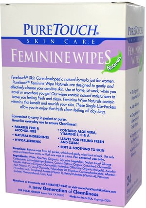 Feminine Wipes, 24 Single Use Packets by PureTouch Skin Care, 洗澡，美女，女人 HK 香港