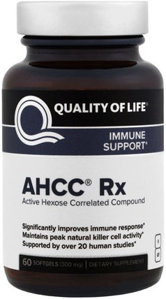 AHCC RX, 300 mg, 60 Softgels by Quality of Life Labs, 補品，藥用蘑菇，ahcc，健康，免疫支持 HK 香港