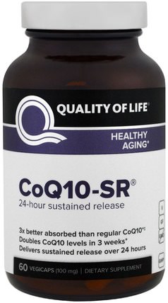 CoQ10-SR, 100 mg, 60 Vegicaps by Quality of Life Labs, 補充劑，輔酶q10，coq10 HK 香港