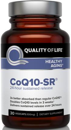 CoQ10-SR, 100mg, 30 Vegicaps by Quality of Life Labs, 補充劑，輔酶q10，coq10 HK 香港