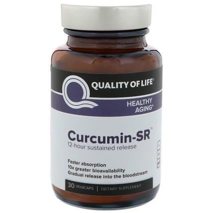 Curcumin-SR, Healthy Aging, 125 mg, 30 Veggie Caps by Quality of Life Labs, 補充劑，抗氧化劑，薑黃素 HK 香港