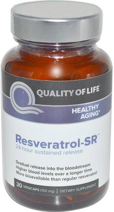 Resveratrol-SR, 150 mg, 30 Vegicaps by Quality of Life Labs, 補充劑，白藜蘆醇 HK 香港